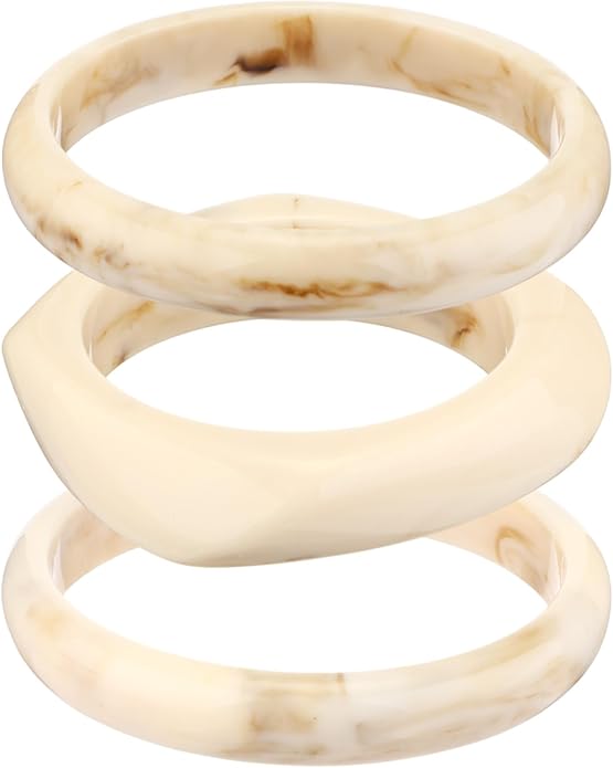 Tondiamo 3 Pcs Acrylic Resin Bracelets Chunky Bracelet for Women Irregular Geometric Wide Resin Bangle Thick Acetate Jewelry