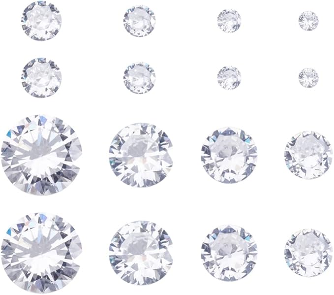 Fashewelry 230 pcs 8 Sizes Cubic Zirconia Cabochons Crystal Round Pointed Back Faceted Diamond Loose Stone 2.5mm/3mm/4mm/5mm/6mm/7mm/8mm/10mm for for Nail Art Replacing Jewelry
