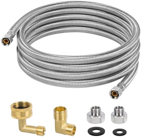 10 FT Dishwasher Installation Kit, Braided Stainless Steel Dishwasher Water by KAINGA