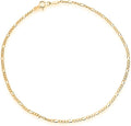 Savlano 925 Sterling Silver Chain Anklet Rope, Figaro, Mariner, Curb - 18K Gold Plated Chain Anklet Available in 9, 10 and 11 - Inches for Women Comes with a Gift Box - Made in Italy