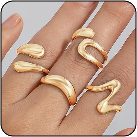Sora Tuki Rings for Women Chunky Rings Set Adjustable Stackable Ring for Women Bold Thick Statement Ring Trendy Chunky Jewelry