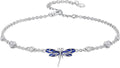 WINNICACA 925 Sterling Silver Anklets for Women Adjustable Beaded Butterfly Opal Anklet Bracelet Foot Chains Jewelry Gifts for Women Beach Birthday Christmas Gift