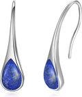925 Sterling Silver Small Pear-Shaped Modern Style Hook Earrings with Crystals from Austria