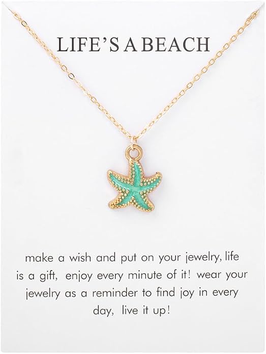 6Pcs Gold Beach Starfish Necklace Set for Women Cute Beachy Hawaii Star Fish Bulk Necklaces Pack Trendy Hawaiian Friendship Matching Jewelry Accessories