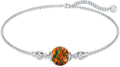 Opal Anklet/Bracelets for Women, S925 Sterling Silver Adjustable Foot Beaded Round Charm Ankle Bracelet Anklets Jewelry Anniversary Birthday Gifts for Women-1