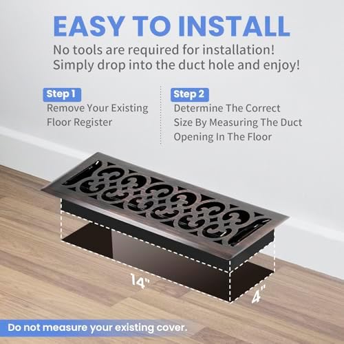 Howeall 4x14 Inches 2 Pack Heavy Duty Walkable Floor Register Easy Adjust Air - Image 6