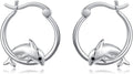 JUSTKIDSTOY Hypoallergenic Panda/Unicorn/Hummingbird/Dolphin Hoop Earrings for Women 925 Sterling Silver Animal Huggie Hoop Earrings Jewelry Gifts for Sensitive Ears