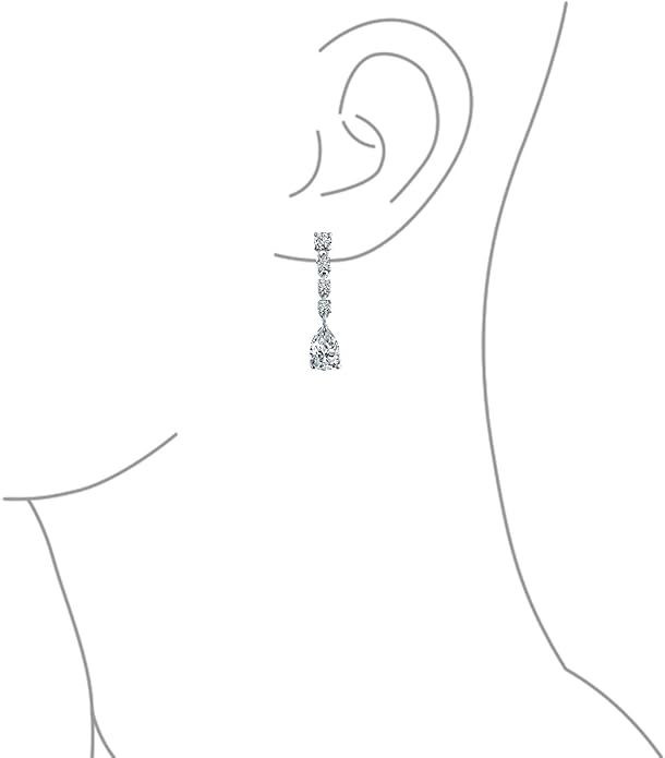 Bridal Jewelry Set Art Deco Vintage Estate Style Cubic Zirconia Marquise Leaf Teardrop AAA CZ Statement Cleavage Choker Necklace & Chandelier Dangle Clip On Or Pierced Earrings For Women Pageant