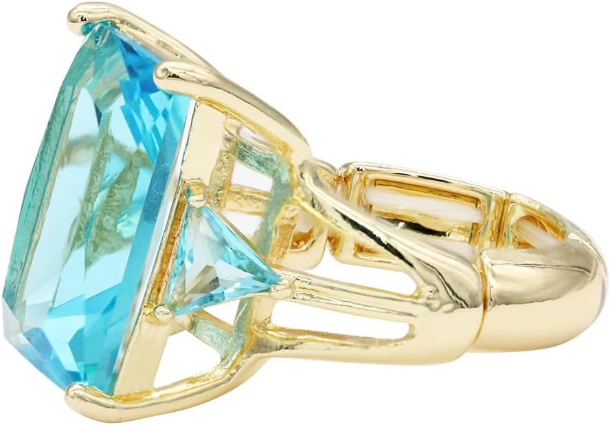 Lavencious Big Bold Radiant CZ Stones Stretch Rings for Women Size for 7-9