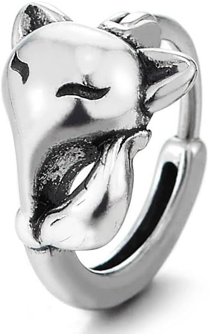 Stainless Steel Fox Head Hoop Earrings for Women Animal Inspired Huggie Earrings Hoops