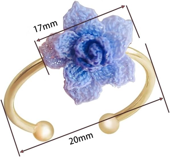 Wedding Band Promise Ring for Her Crochet Statement Cute Ring Size Adjustable Sturdy Unique Ring for Birthday Gift Valentine’s Day Gift