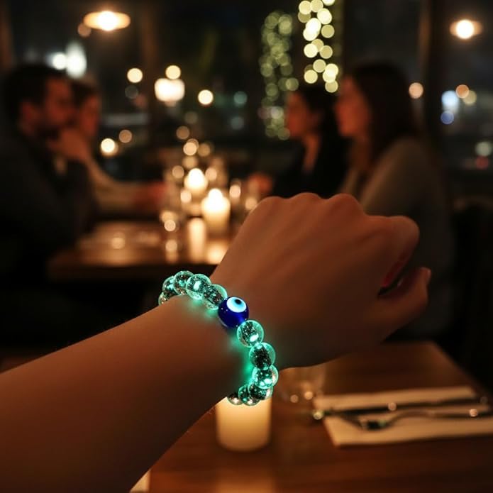 Handmade Glow-in-the-Dark Beaded Bracelet, Luminous Wrist Accessory, Fashion Bracelet for Women, Ideal Gift for Night Events, Parties & Birthdays