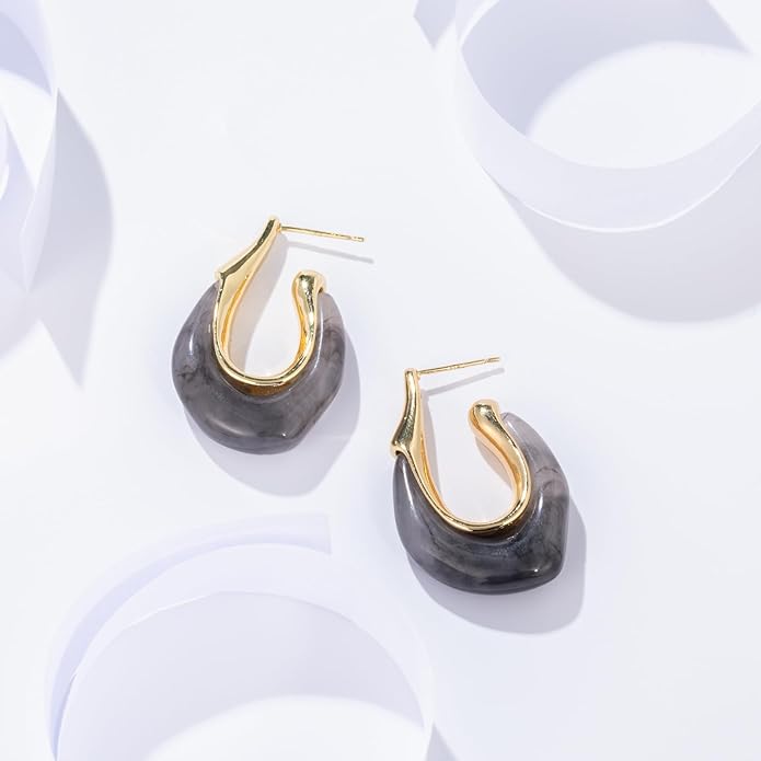 Acrylic Hoop Earrings Chunky Huggie Statement Vintage Earrings Cute Resin Drop Earring Trendy Jewelry Gifts for Women