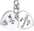 JIAYIQI Mother Sister Daughter Wife Charms Fit Charms Bracelet Necklace with Double Heart Love Charms 925 Sterling Silver Beads for Women Jewelry