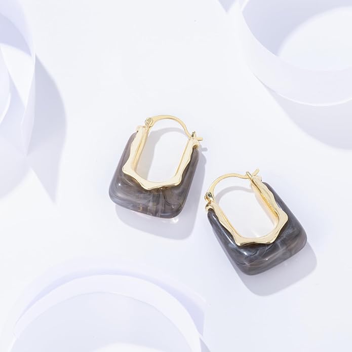 Acrylic Hoop Earrings Chunky Huggie Statement Vintage Earrings Cute Resin Drop Earring Trendy Jewelry Gifts for Women