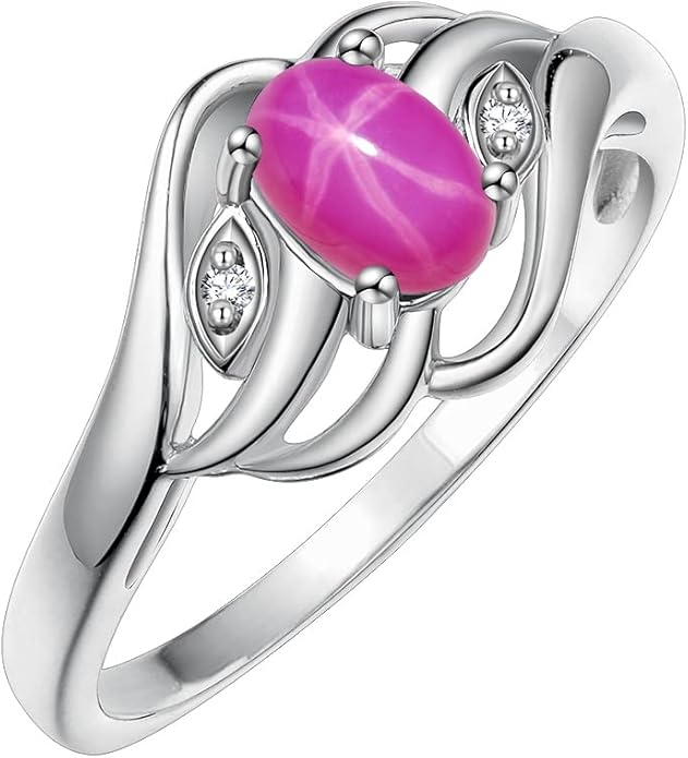 Rylos Ring featuring Classic Style, 6X4MM Birthstone Gemstone, & Diamonds - Elegant Jewelry for Women in Sterling Silver, Sizes 5-10