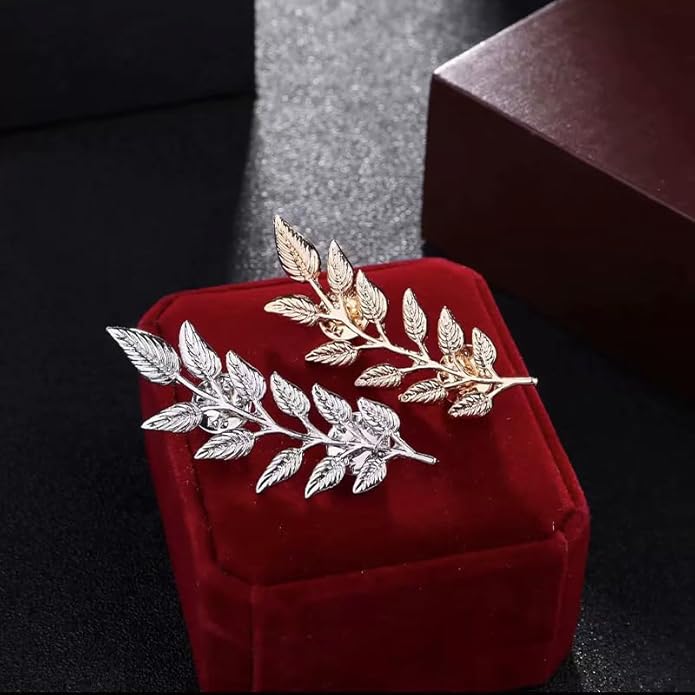 5 Pairs Retro Hollow Pattern Shirt Collar Brooches For Women And Men Gold Plated Triangle & Simple Elegant Double Leaf Collar Pin Brooches Gold Silver Plant Brooch Jewelry