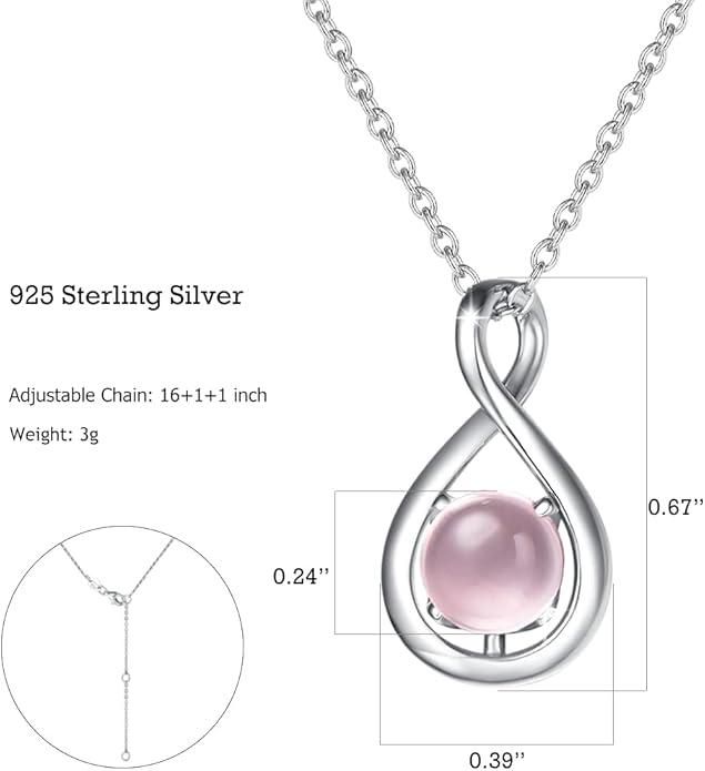 FANCIME Birthstone Necklaces for Women Fine Jewelry Sterling Silver Dainty Infinity Pendant Anniversary Birthday Christmas Gifts for Her Wife Mom Lady Daughter, Chain 16"+2" Extend