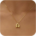 Bubble Gold Silver Letter Necklace Initial Necklaces for Women Trendy 14K Dainty Charm Pendant Name Necklace Personalized Jewelry Gift for Women Teen