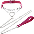 Harajuku Peach Heart Choker Punk Hauling Chain PU Leather Collar Gothic Necklace NightClub Goth Leash Belts