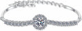 14K White Gold Over S925 Sterling Silver 2.4ct VS1 D-color Round/Square Cut Diamond Adjustable Bracelet for Women, Simple and Stylish Design with Full Shinning Gemstone Encrusted Detail