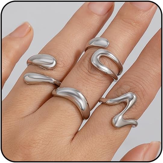Sora Tuki Rings for Women Chunky Rings Set Adjustable Stackable Ring for Women Bold Thick Statement Ring Trendy Chunky Jewelry