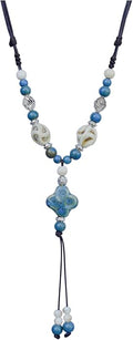 Boho Style Colorful Ceramic Bead Strand Necklace Adjustable Bohemian Jewelry Gift for Women, Fashion Clothing Matching Necklace