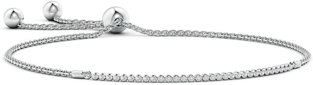 Angara Diamond Tennis Bolo Bracelet in 14K Solid Gold | Natural Diamond Adjustable Chain Bracelet for Women | April Birthstone Jewelry Gift For Women