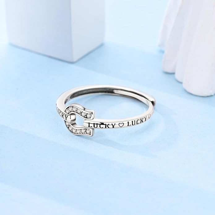 Parmuz 925 Sterling Silver Adjustable Ring for Woman Stackable Open Lucky Ring Eternity Bands Dainty CZ Statement Engagement