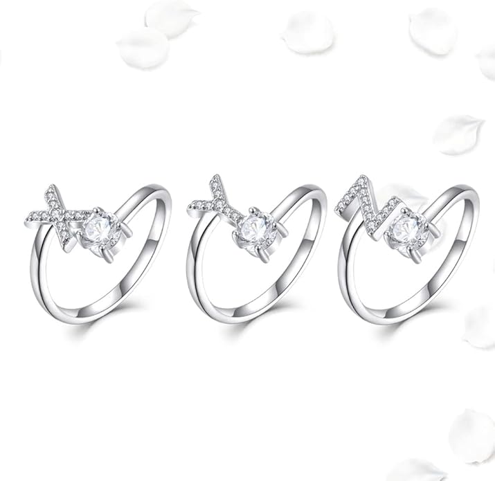 STARCHENIE Adjustable Initial Ring for Women 925 Sterling Silver Letters A-Z 26 Alphabet Rings Size 7