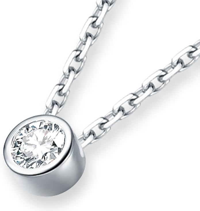 Lab Grown Diamond Necklace, Solid 925 Sterling Silver with Round Cut, Fine Jewelry for Women Anniversary Birthday Valentine’s Day Gifts