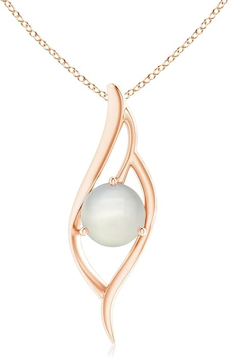 Angara Natural Moonstone Pendant for Women | Moonstone Angel Wing Bypass Pendant in 14K Solid Gold/Platinum With 18" Chain | Birthday, Anniversary, Gemstone Jewelry Gift