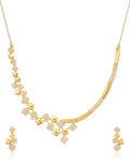 Nilu's Collection American Diamond Stone Studded | Rose Gold/Silver Plated | Anti Tarnish Jewellery Set for Women | Matching Earrings Perfect for Weddings and Special Occasions