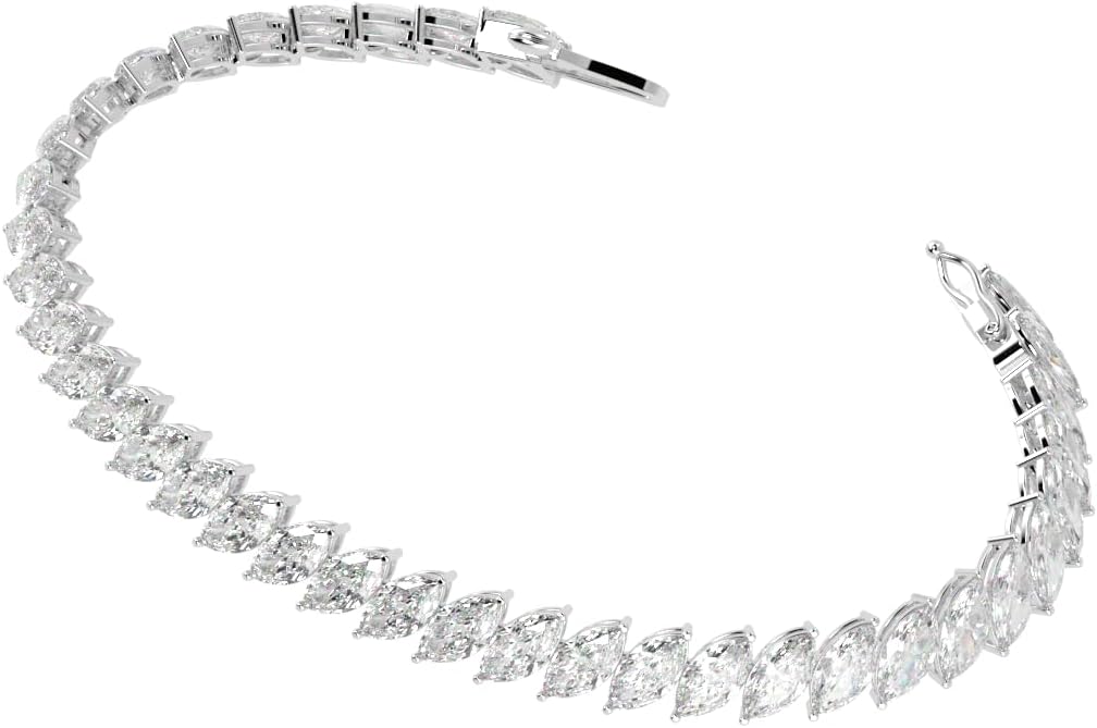 Houston Diamond District 2 to 28 Carat Lab Grown Diamond Classic Tennis Bracelet, 4-Prong Setting for Women (E-F Color, VS2-SI1 Clarity)