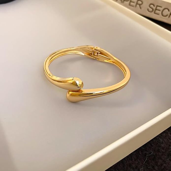 Chunky Gold/Silver Gold Cuff Bangle Bracelets for Women Trendy Hinged Cuff Open Wide Chunky Gold Bracelet Minimalist Bangle Jewelry Gift