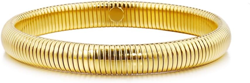 Gold Bangle Bracelets For Women Non Tarnish 14k Gold Plated Stackable Chunky Gold Bracelet Set Stretch Trendy Elastic Snake Chain Bracelet