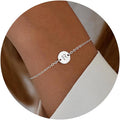 Ursteel Gold Initial Bracelet for Women Trendy - Valentines Day Gifts for Kids Teen Girls, Personalized A-Z Letter Cute Bracelet for Women, Dainty Gold Coin Disc Womens Jewelry Gifts