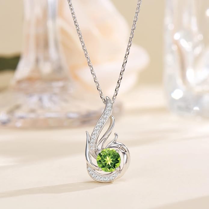 Birthstone Necklace for Women 925 Sterling Silver Phoenix Charm Necklace Birthday Anniversary Christmas Fine Jewelry Gifts for Women Mother Her, Adjustable Chain