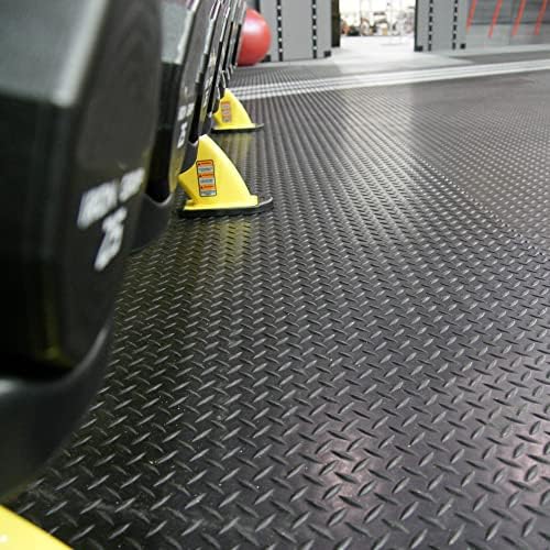 Rubber-Cal Diamond-Plate Rubber Flooring Roll - 3 mm x 4 ft x 1 ft Roll - Black - Image 7