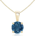 Angara Natural Blue Topaz Solitaire Pendant for Women | Classic Prong-Set Round Blue Topaz Pendant in 14K Solid Gold/Silver/Platinum With 18" Chain | December Birthday, Gemstone Jewelry Gift