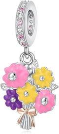 Birthday Fashion Love Heart Dangle Charm 925 Sterling Silver Charms fits Bracelets and Necklace Pendant Bead Charms Jewelry Present for Women Family Friends