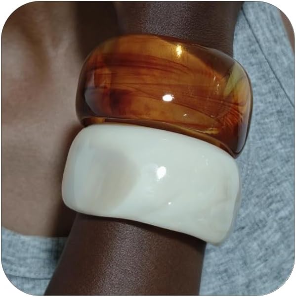 Acrylic Chunky Bangle Bracelets for Women, Irregular Acrylic Resin Bangle Geometric Cuff Wide Statement Jewelry Set