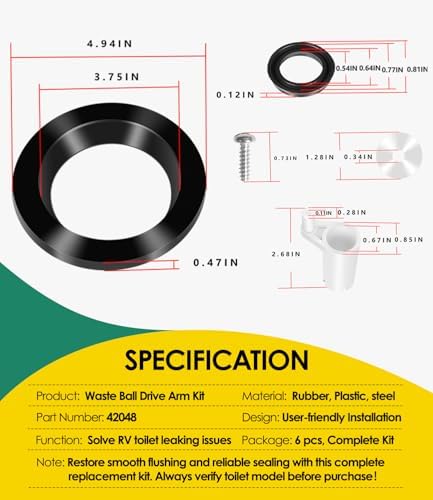 42048 Waste Ball Drive Arm Kit | RV Toilet Repair Kit Fit - Image 3