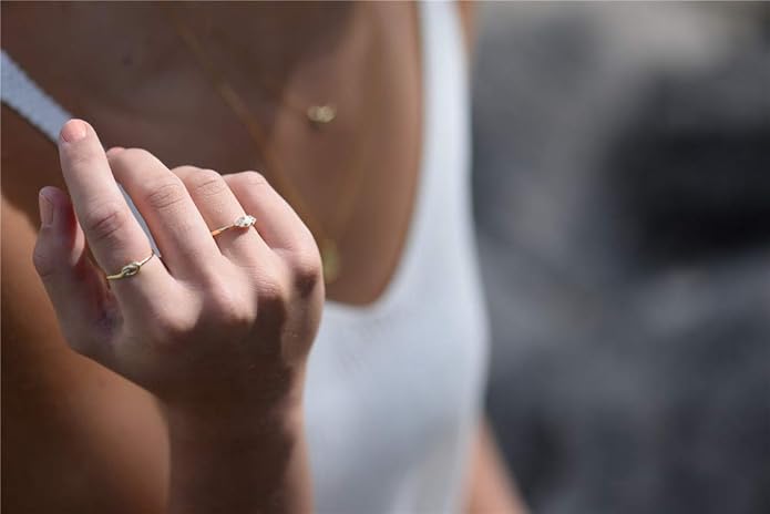 espere Sterling Silver Halo Opal Stacking Ring Simple Dainty Gold Ring Opal Ring Birthstone Ring 4-10