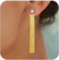 Gold Earrings for Women Trendy, Simple Dainty 14K Gold Plated Paperclip Square Chain Link Dangle Hoops Earrings Pin Stud Huggie Earrings Lightweight Hypoallergenic Minimalist Aesthetic Gold Jewelry for Christmas Gifts