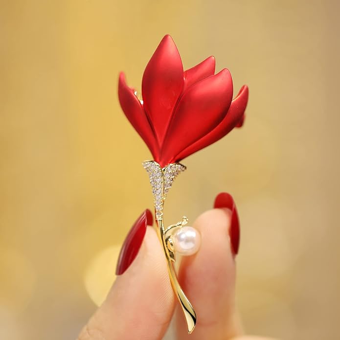 Red Rose Flower Brooches and Pins for Women Costume Jewelry Brooch Pins Broches Jewelry for Women Elegant Lady Pin