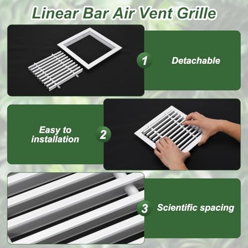 PATIKIL 8x6 Inch Linear Bar Air Vent Grille, Sidewall HVAC Air Supply and Return - Image 3
