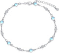 Anklet Bracelet for Women 925 Sterling Silver Natural Stone Chain Ankle Bracelet Beach Summer Fine Jewelry Valentines Day Birthday Gifts for Her Mom Wife