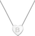 YL Initial Necklace 925 Sterling Silver Heart Letter Pendant A-Z Alphabet Cubic Zirconia Jewelry for Women