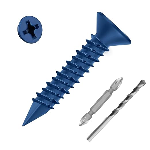 3/16" x 1-1/4" Concrete Screw Anchor Blue Flat Head Screws by Etauwe